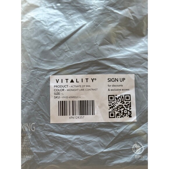 Vitality Activate Zip Bra Midnight Lime Contrast Size Large - Picture 4 of 12